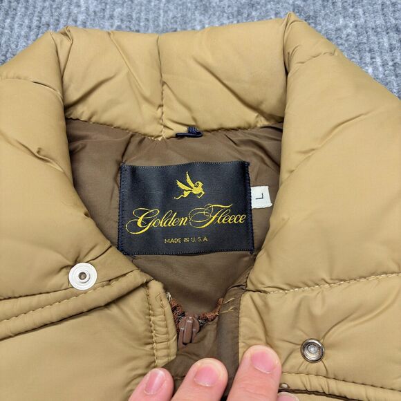 Vintage Golden Fleece Quilted Puffer Vest Jacket Men Large Brown/Tan Made In USA - Picture 6 of 13